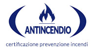 Logo iconografico della Certificazione Antincendio in blu